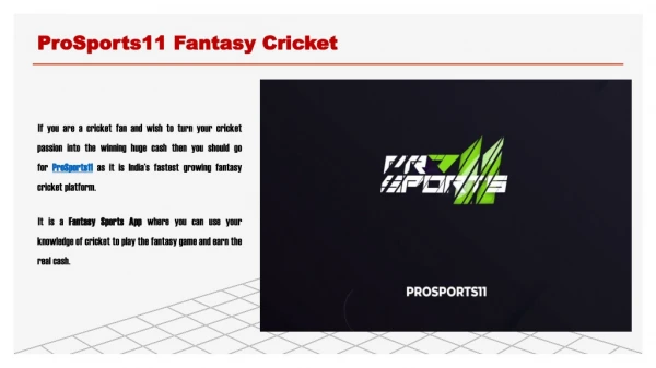 ProSports11 Fantasy Cricket