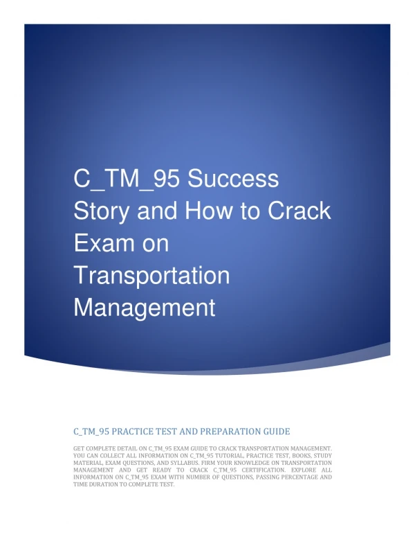C_TM_95 Success Story and How to Crack Exam on TM