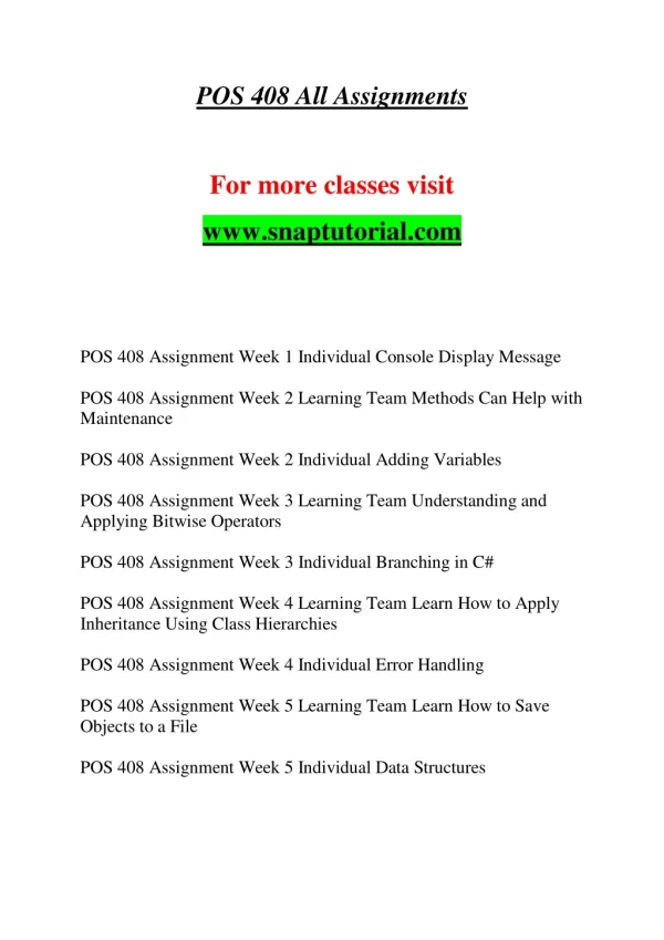 pos 408 all assignments