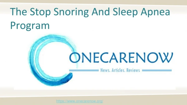 The Stop Snoring And Sleep Apnea Program