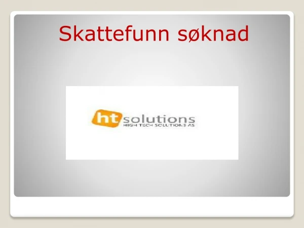 Skattefunn søknad - High Tech Solutions