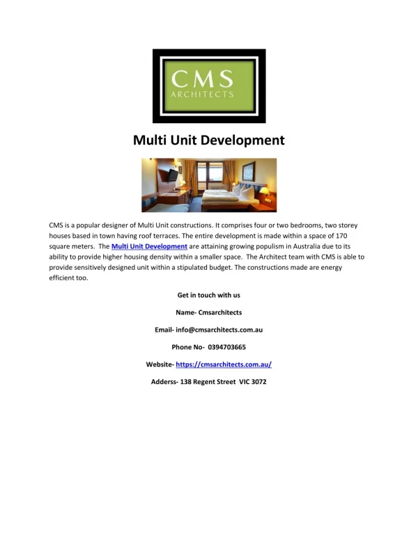 Multi Unit Development For Housing Choices Australia | cmsarchitects