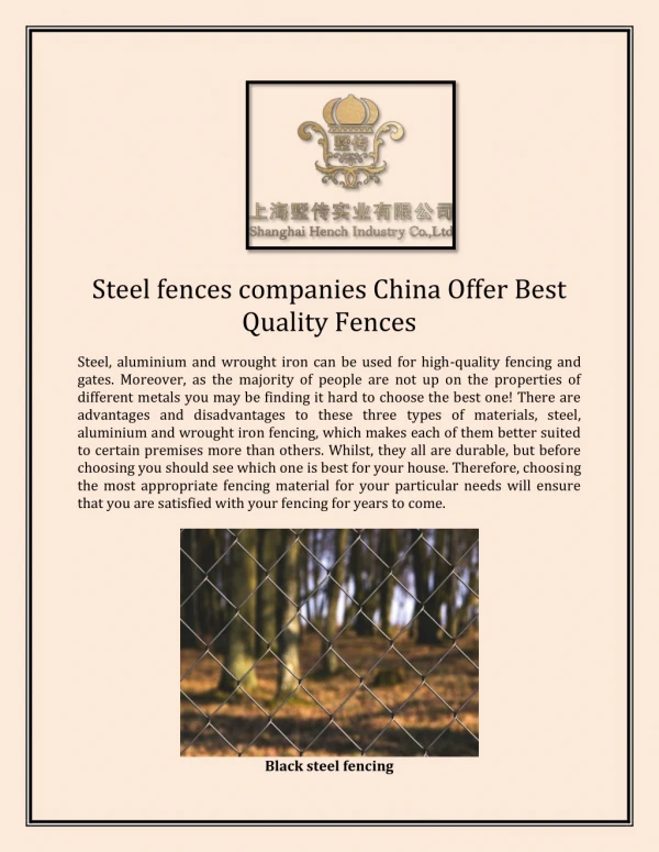 Steel fences companies China Offer Best Quality Fences