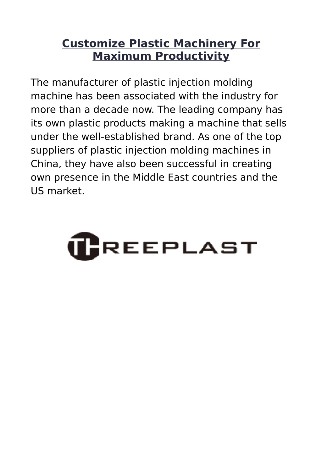 customize plastic machinery for maximum