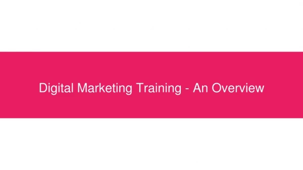 Digital Marketing Training - An Overview