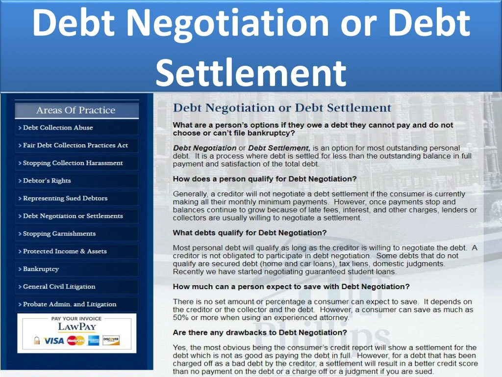 debt negotiation or debt settlement