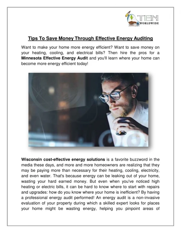 Tips to save money through Effective Energy Auditing