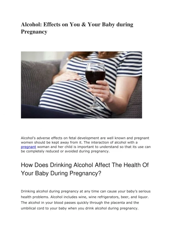 Effect Of Alcohol During Pregnancy