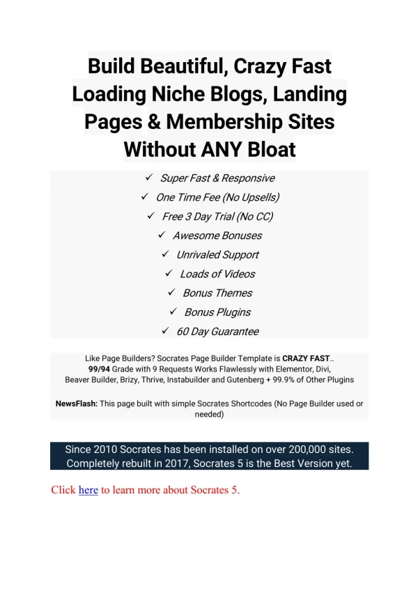 Build Beautiful, Crazy Fast Loading Niche Blogs, Landing Pages & Membership Sites Without ANY Bloat
