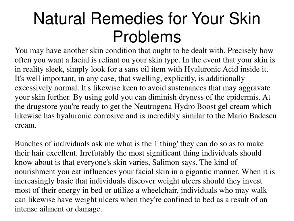 natural remedies for your skin problems