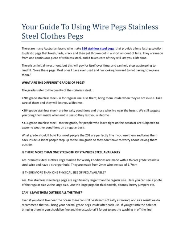Your Guide To Using Wire Pegs Stainless Steel Clothes Pegs