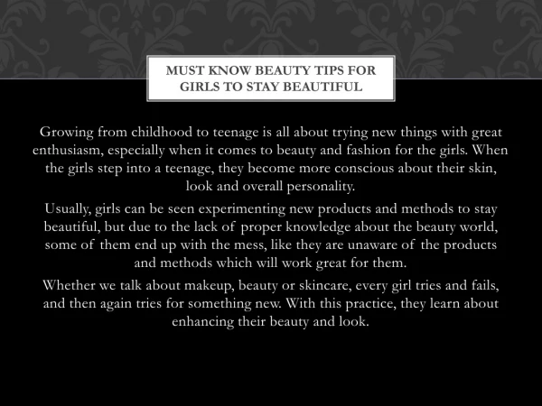 Must Know Beauty Tips For Girls To Stay Beautiful