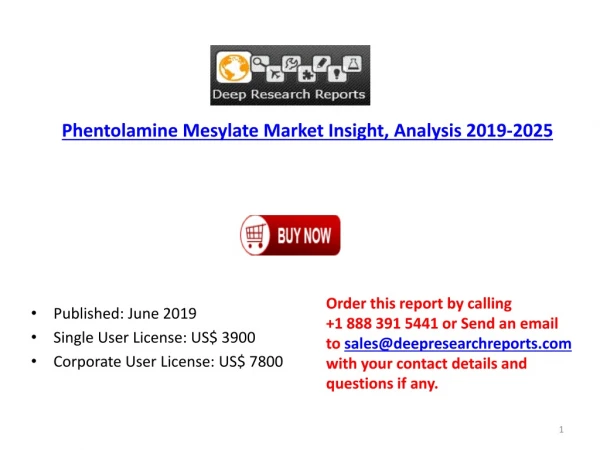 Phentolamine Mesylate Market Region, Application, Forecast 2019