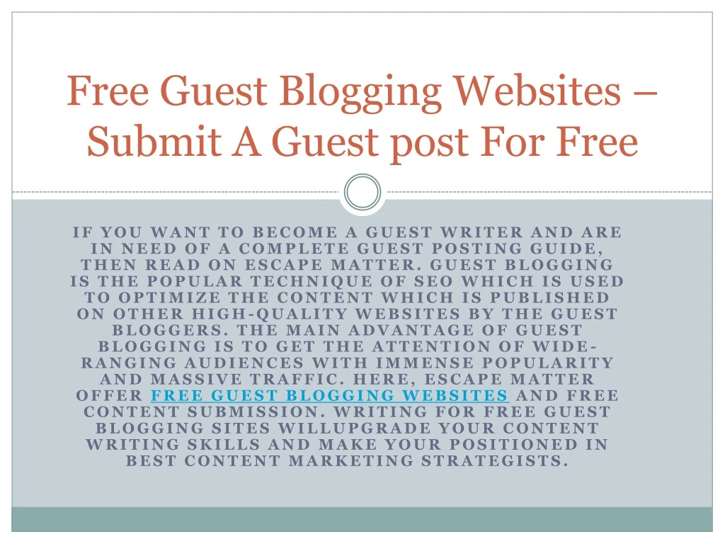 free guest blogging websites submit a guest post for free