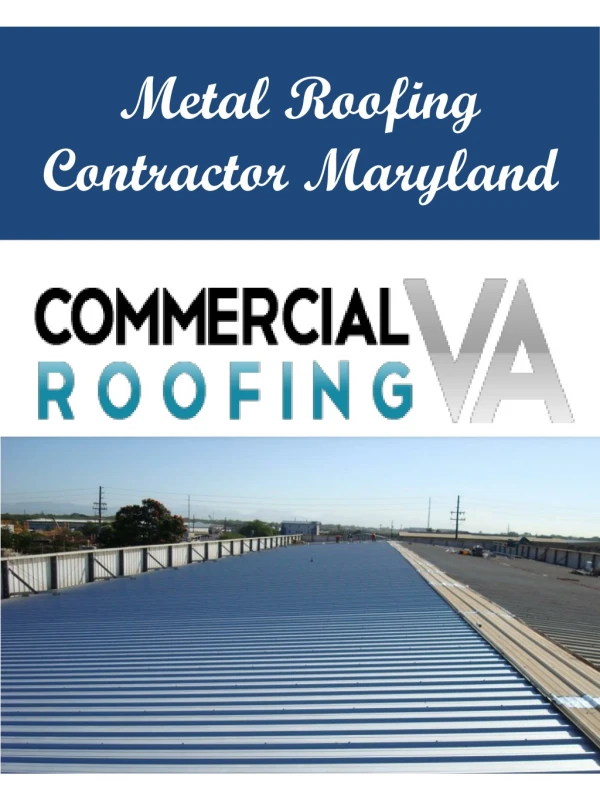 Metal Roofing Contractor Maryland
