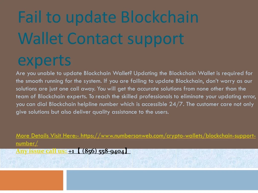 fail to update blockchain wallet contact support experts