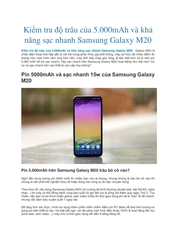 Kiểm tra độ trâu của 5.000mAh và khả năng sạc nhanh Samsung Galaxy M20