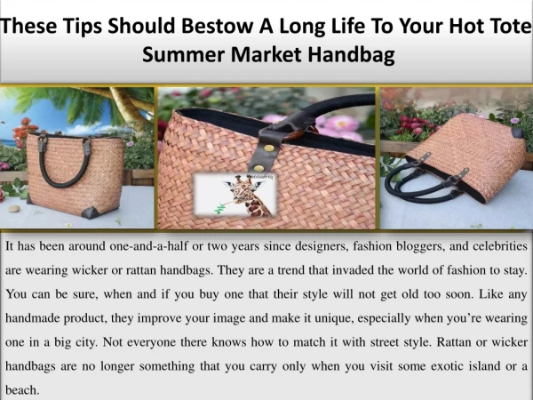 These Tips Should Bestow A Long Life To Your Hot Tote Summer Market Handbag