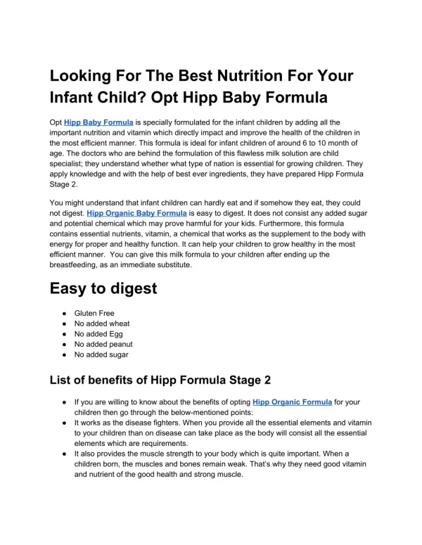 Looking For The Best Nutrition For Your Infant Child?