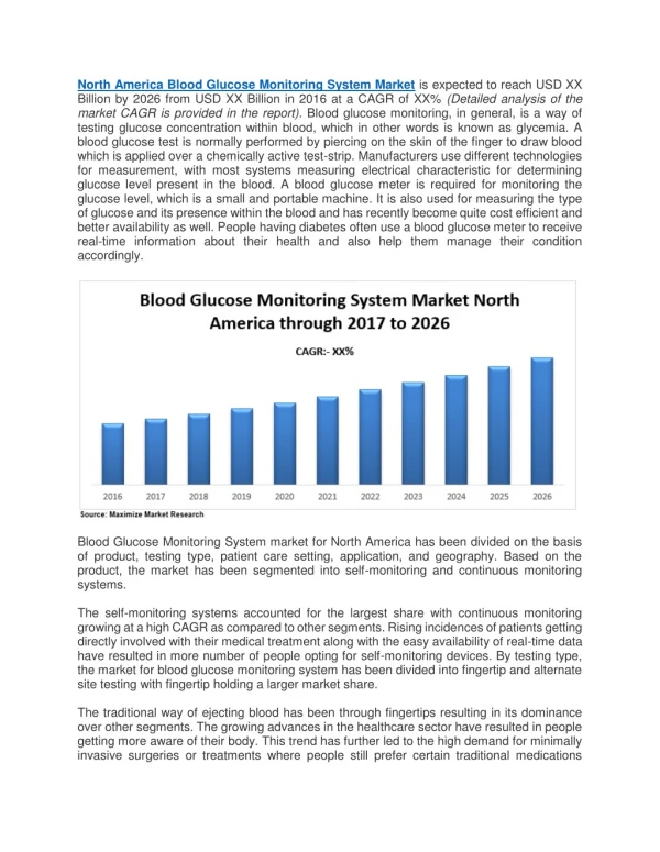 Blood Glucose Monitoring System Market North America