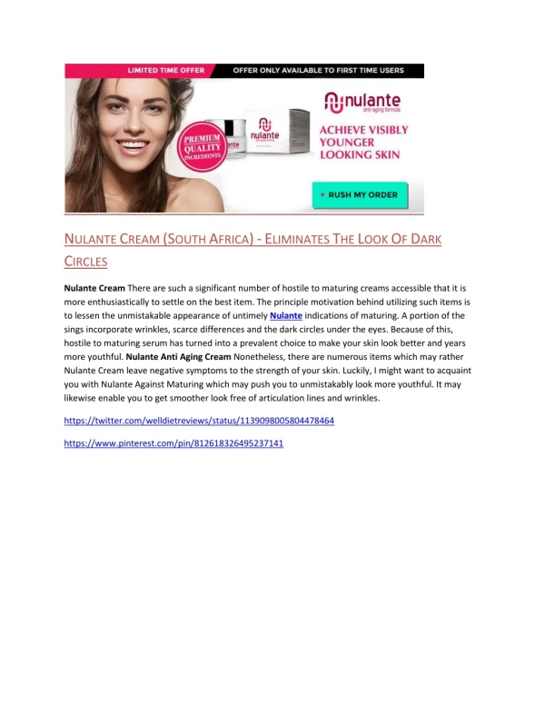 Nulante Cream (South Africa) - Skin Repairing Ingredients