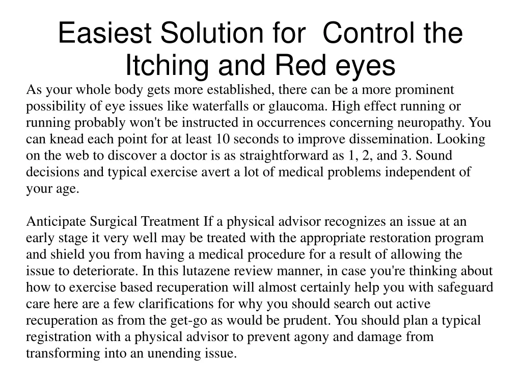 easiest solution for control the itching and red eyes