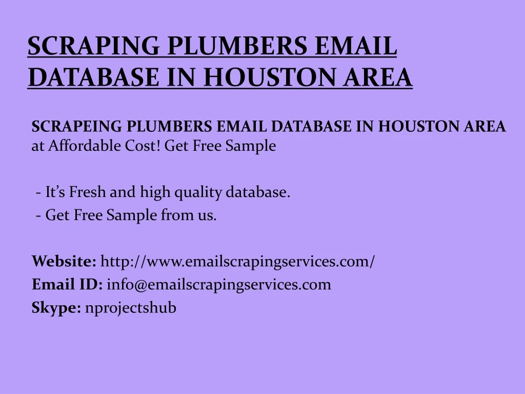 scraping plumbers email database in houston area