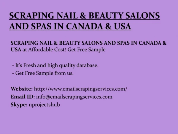SCRAPING NAIL & beauty salons and spas in canada & usa