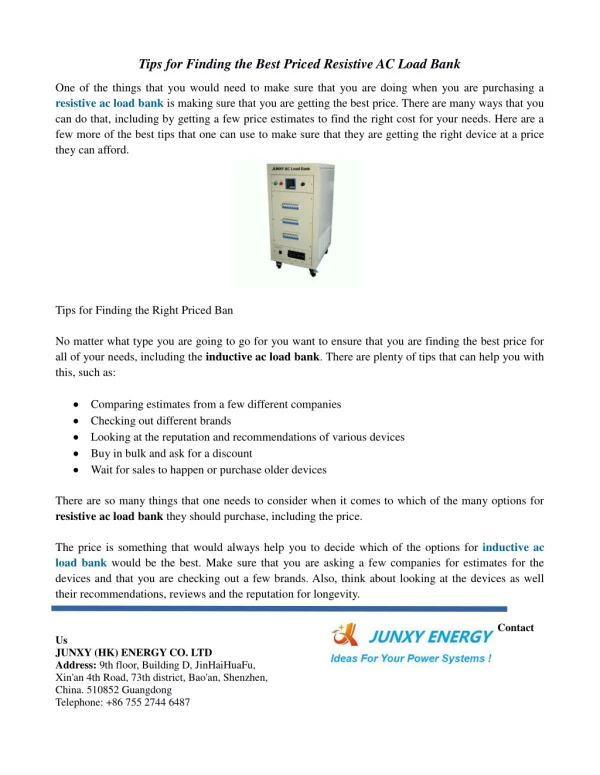 Tips for Finding the Best Priced Resistive AC Load Bank-converted