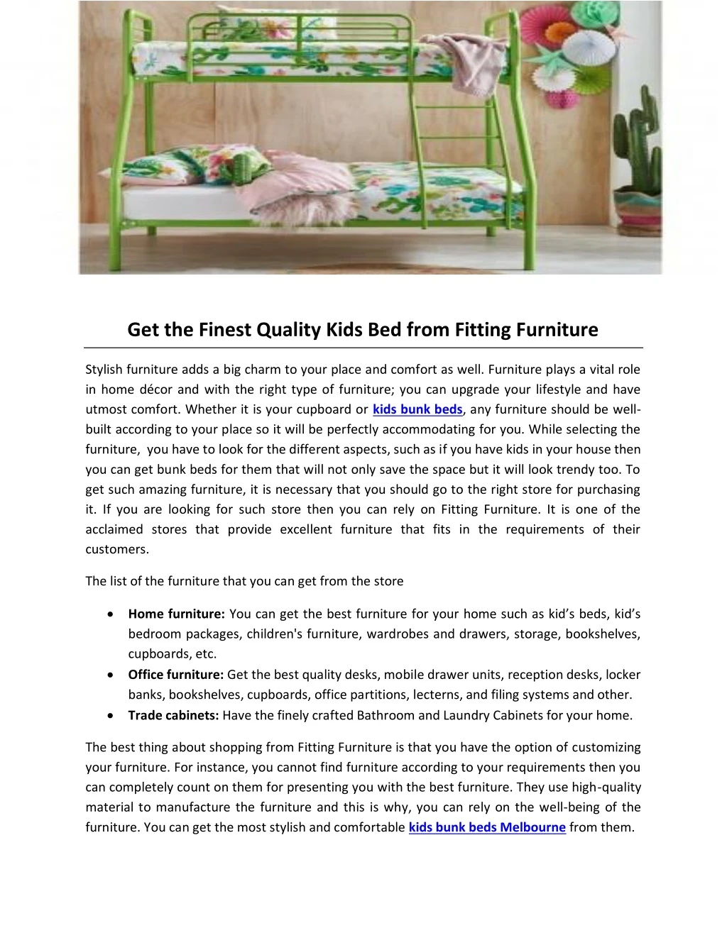 get the finest quality kids bed from fitting