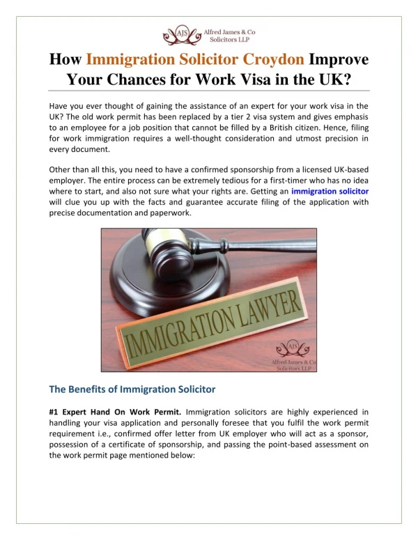 How Immigration Solicitor Croydon Improve Your Chances for Work Visa in the UK?