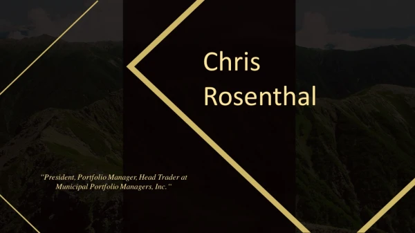 Chris Rosenthal UBS - Provides Consultation in Relationship Management