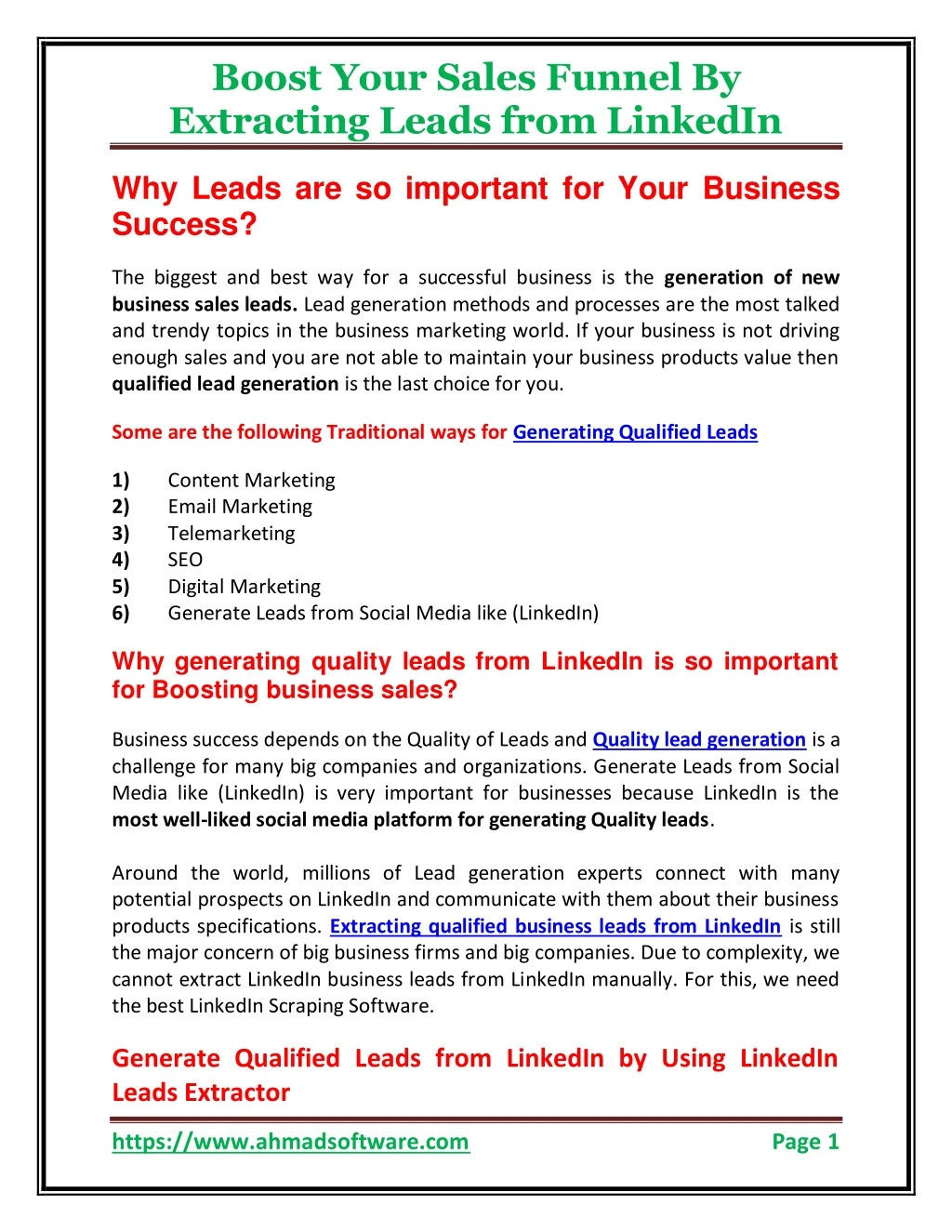 boost your sales funnel by extracting leads from
