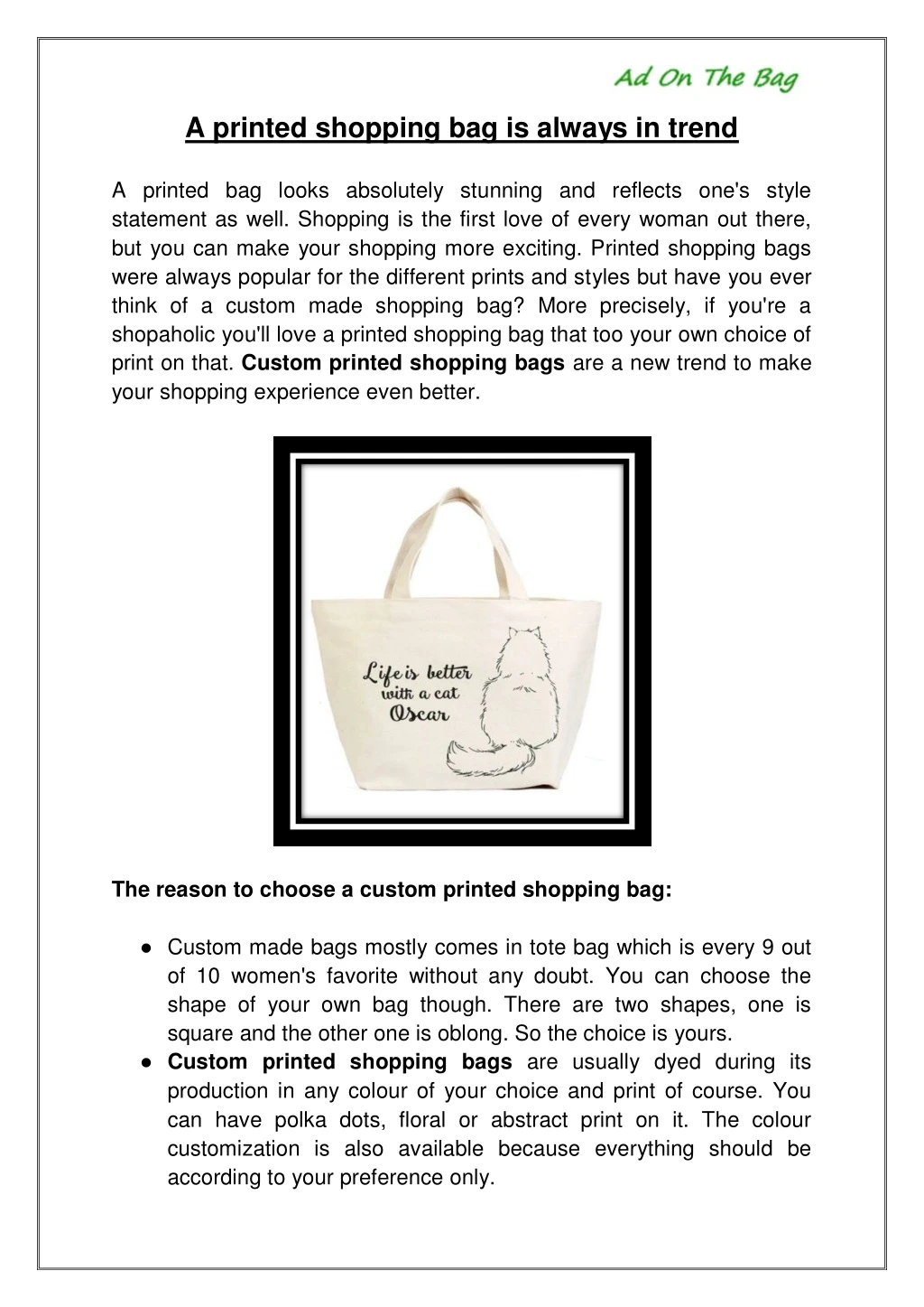 a printed shopping bag is always in trend