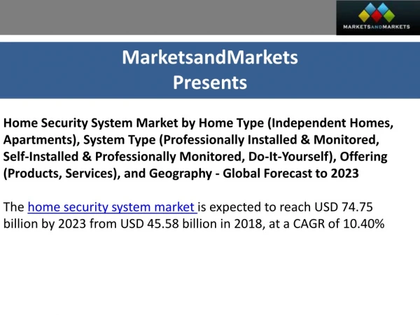 Home Security System Market Size, Growth, Trend and Forecast to 2023