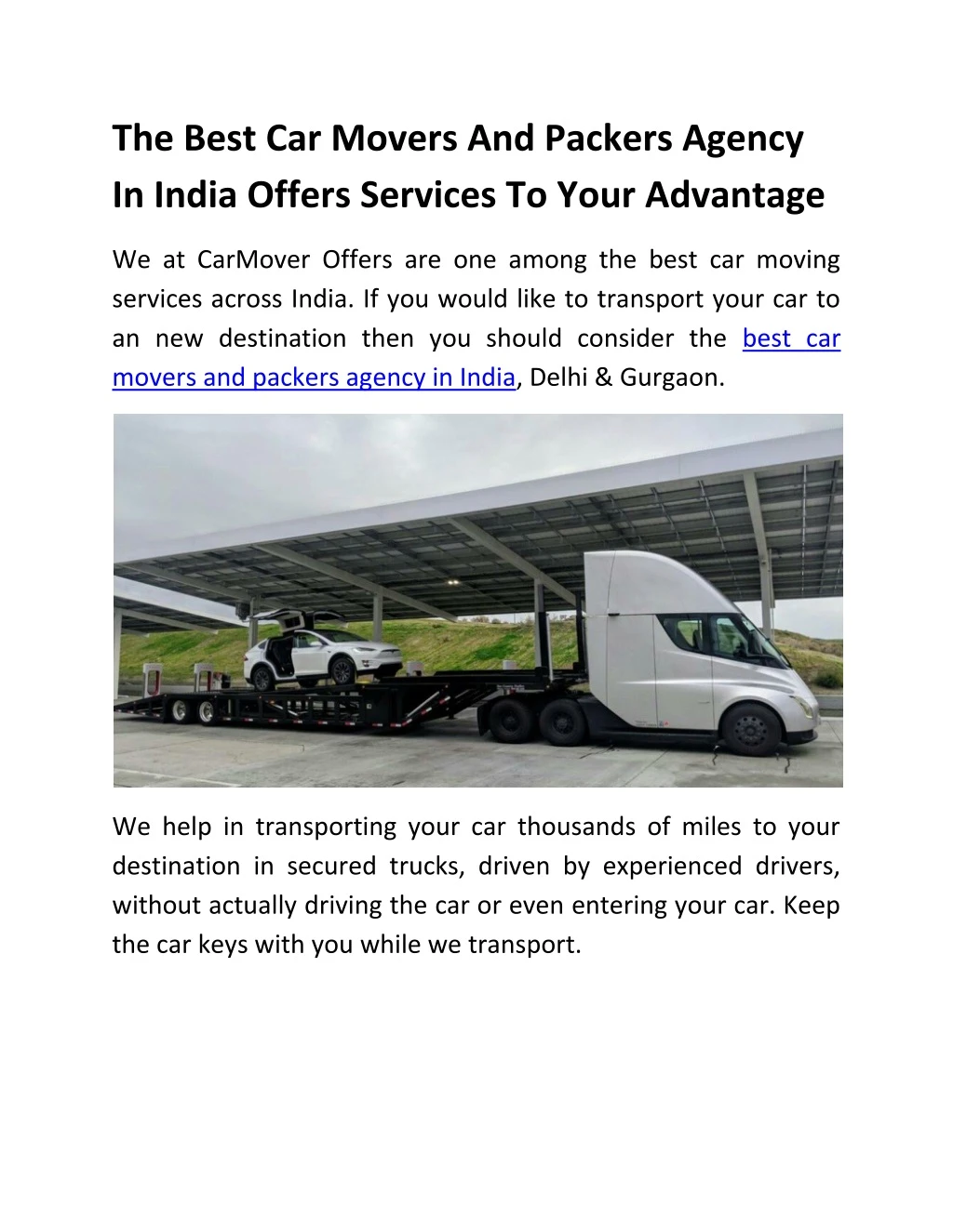 the best car movers and packers agency in india