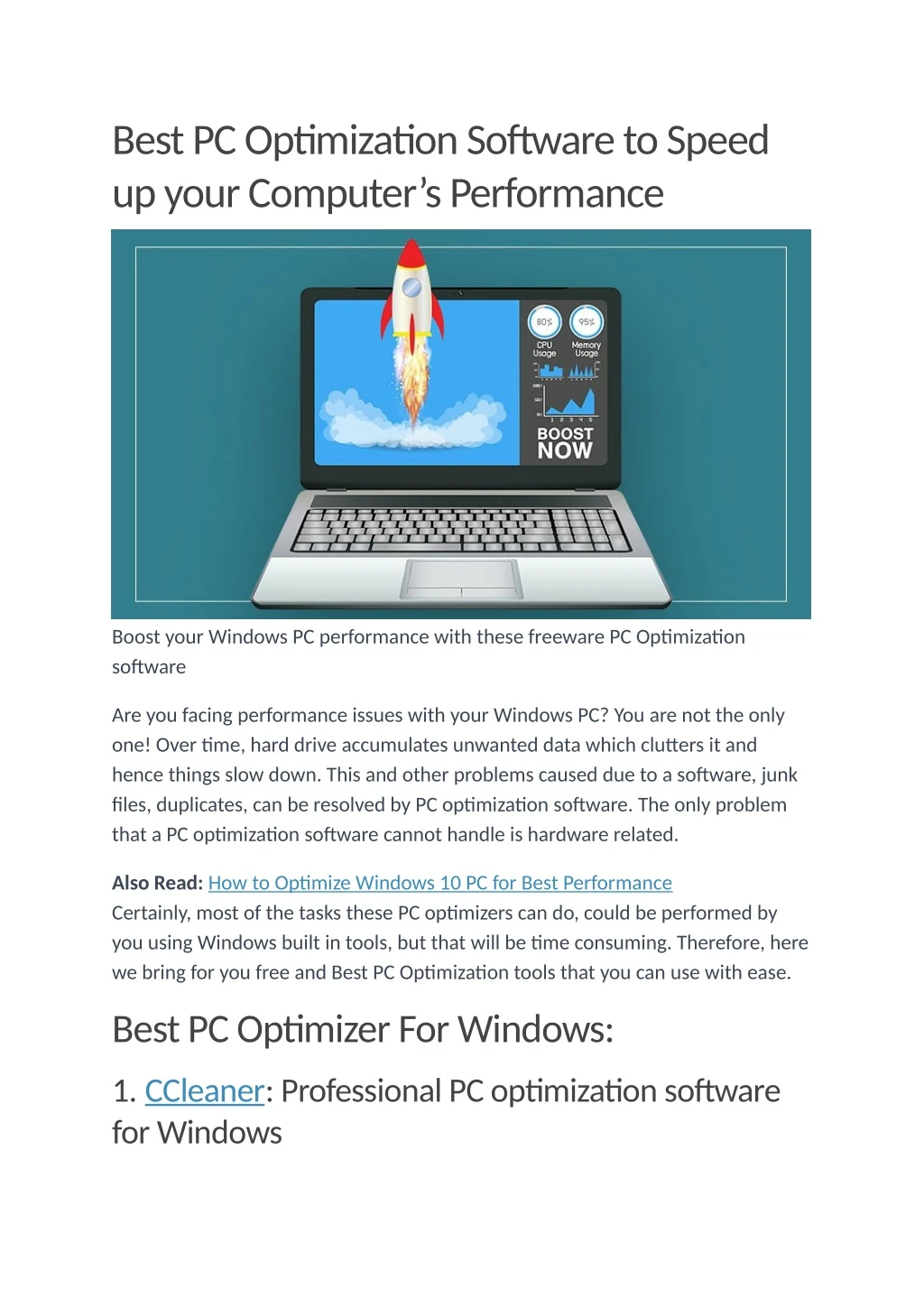 best pc optimization software to speed up your