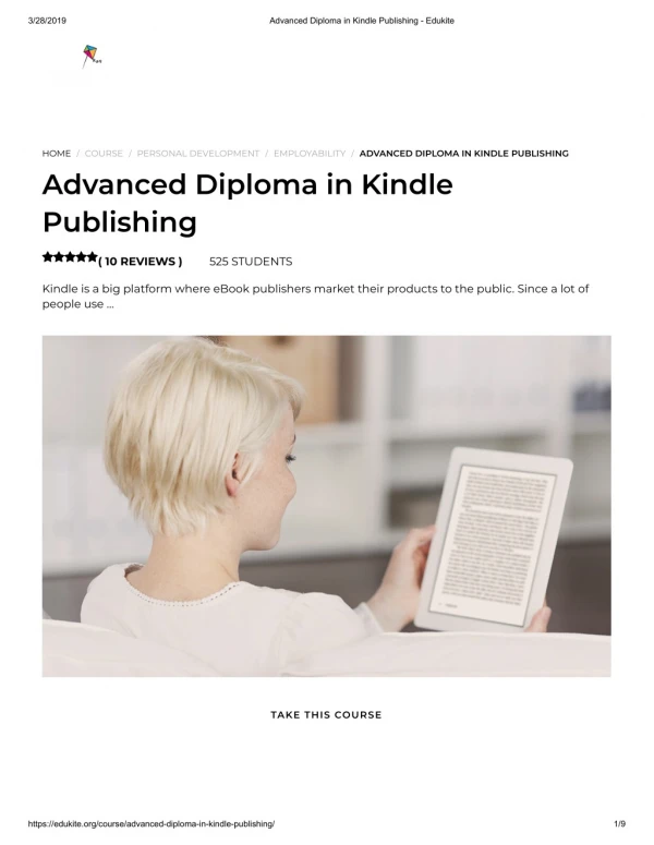 Advanced Diploma in Kindle Publishing - Edukite