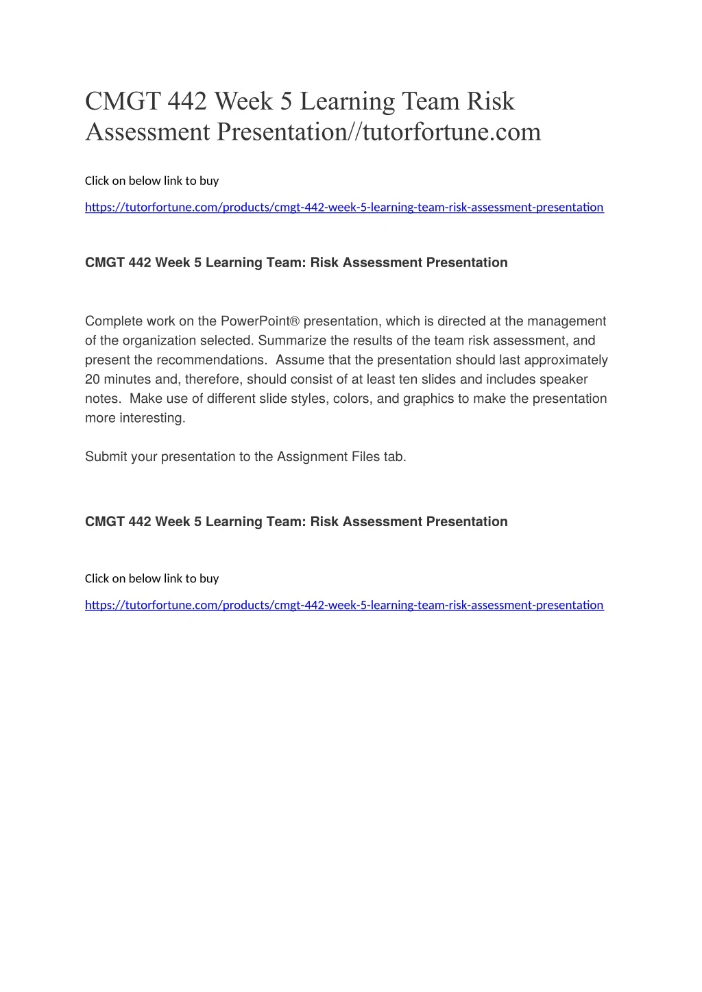 cmgt 442 week 5 learning team risk assessment