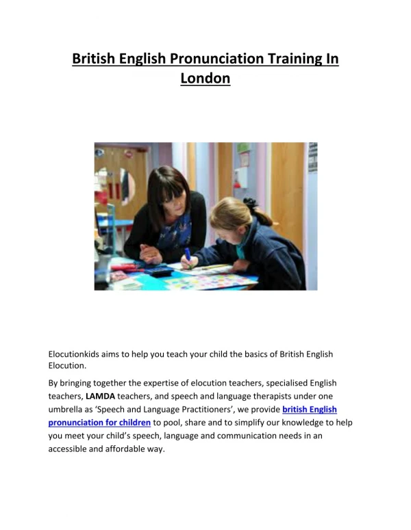 British English Pronunciation Training In London