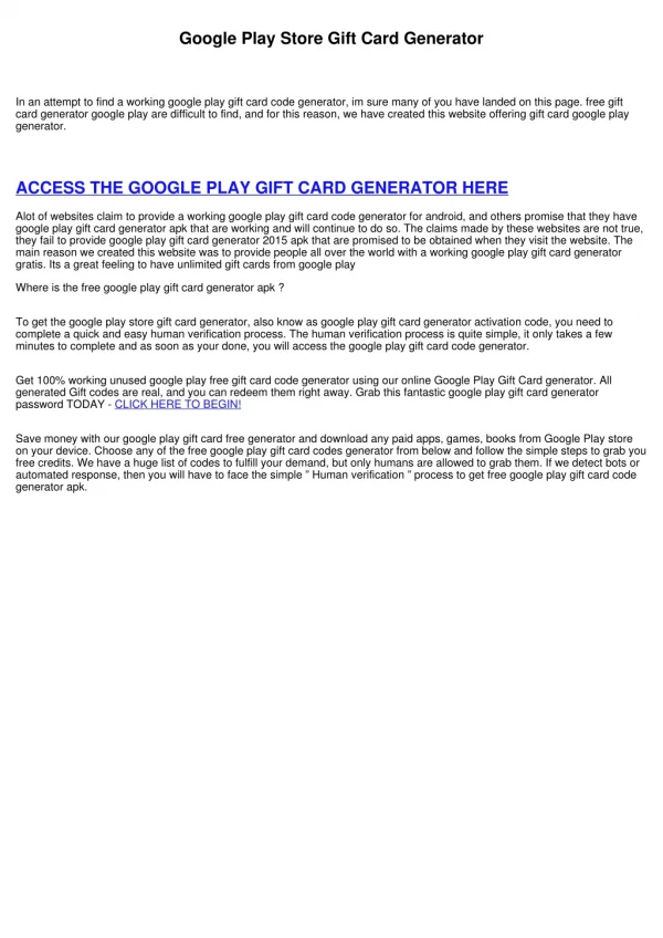 Google Play Gift Card Generator 2015