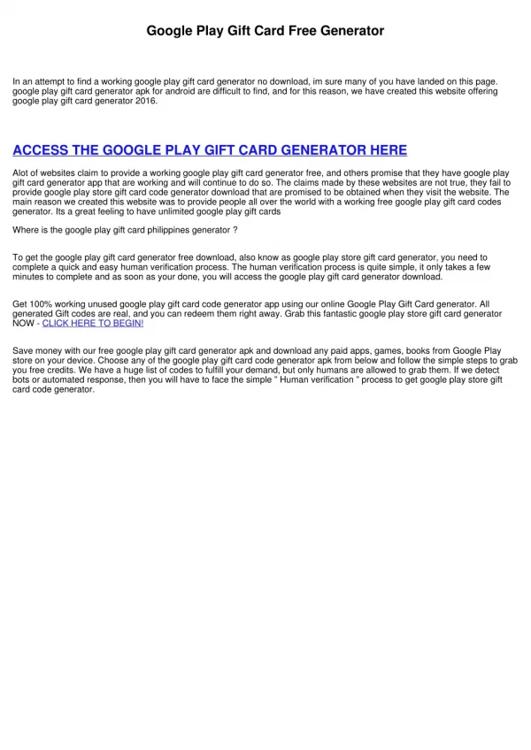 Free Google Play Gift Card Code Generator Online