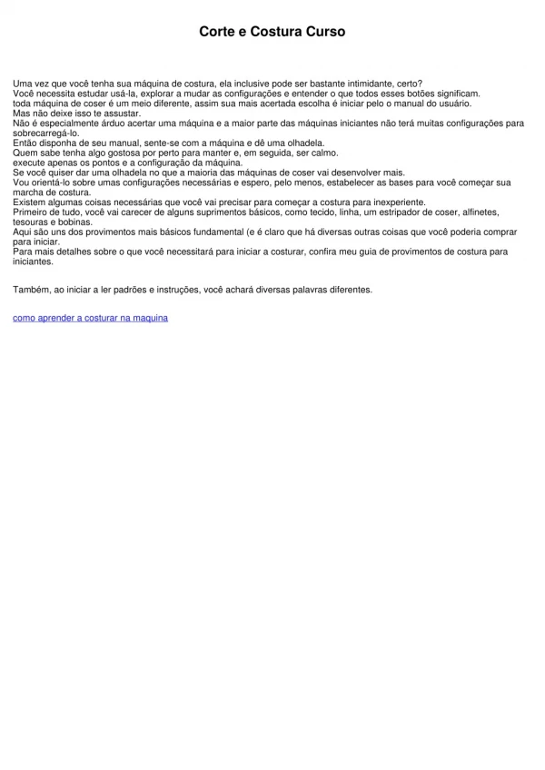corte e costura curso