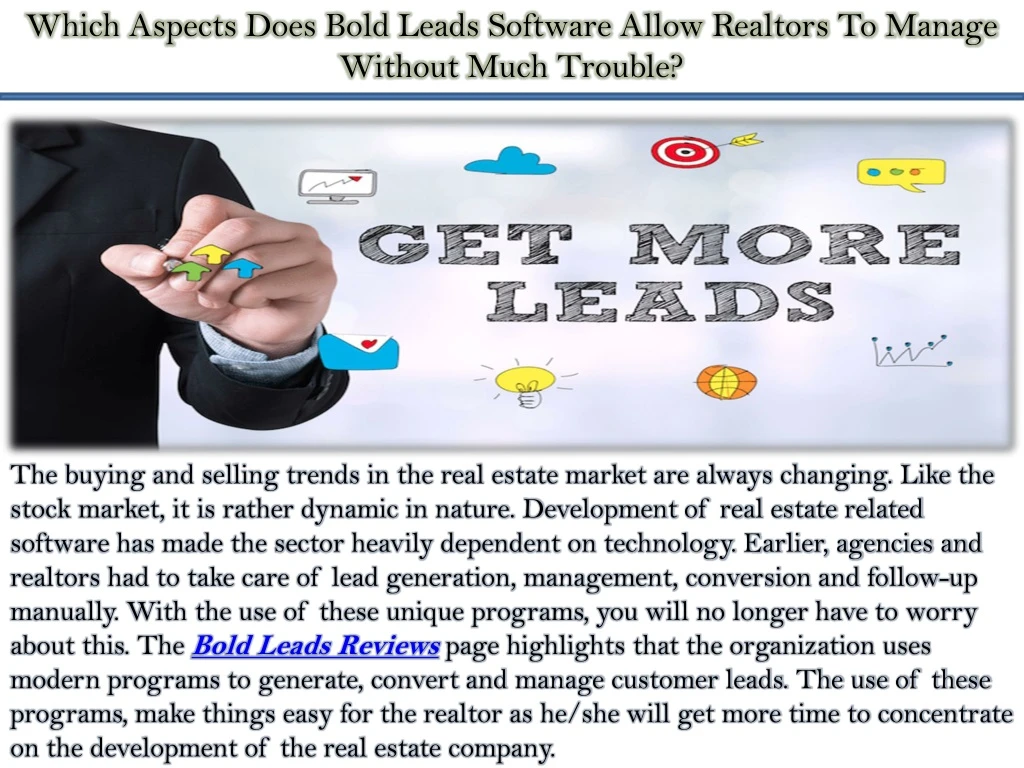 which aspects does bold leads software allow