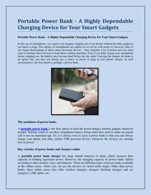 portable power bank a highly dependable charging