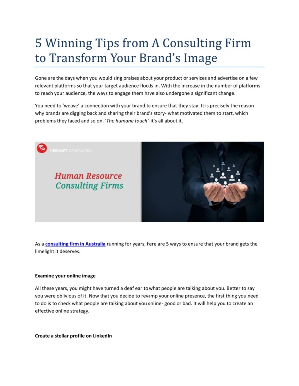 5 Winning Tips from A Consulting Firm to Transform Your Brand’s Image