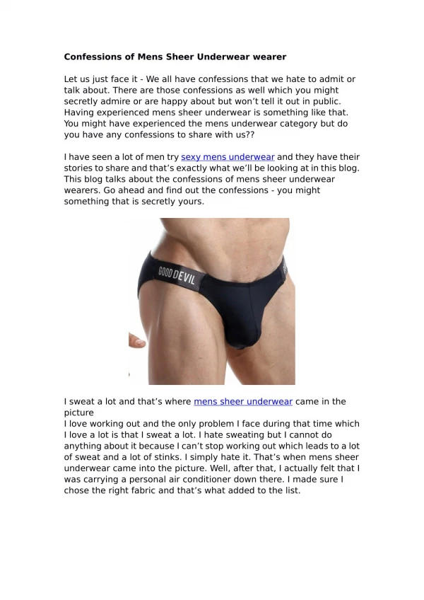 Confessions of Mens Sheer Underwear wearer