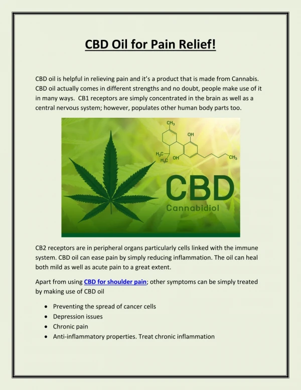 CBD Oil for Pain Relief!