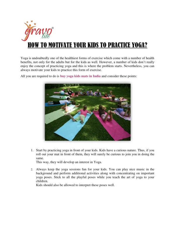 How to Motivate your Kids to Practice Yoga?