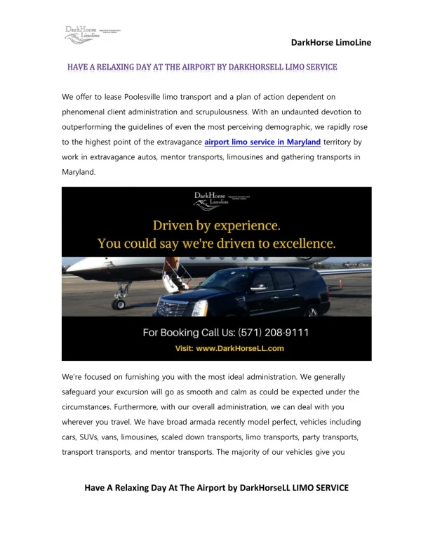 HAVE A RELAXING DAY AT THE AIRPORT BY DARKHORSELL LIMO SERVICE